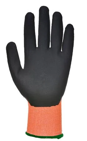 Ochranné rukavice, HPPE, odolné proti prerezaniu, S, "Cut 5", oranžová 2