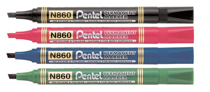 Permanentný popisovač, 0,6-4,5 mm, zrezaný hrot, PENTEL "N860", modrá 2