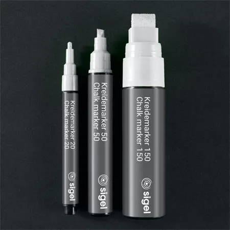 Kriedový popisovač, tekutý, zrezaný hrot, 1-5 mm SIGEL, biela 2
