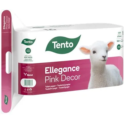 Toaletný papier, 3-vrstvový, malý kotúč, 16 kotúčov, TENTO "Ellegance Pink Decor", biela 2