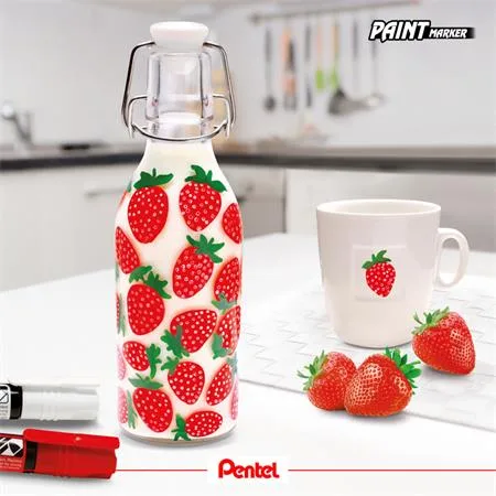 Lakový popisovač, 2 mm, kužeľový hrot, PENTEL "MMP20", červená 6