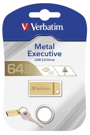 USB kľúč, 64GB, USB 3.2,  VERBATIM "Executive Metal", zlatá 2