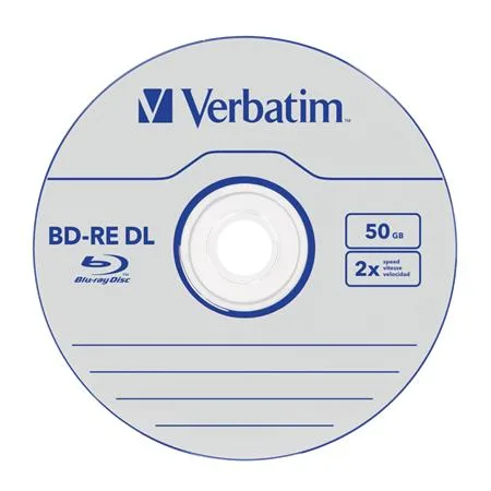 BD-RE BluRay disk, dvojvrstvový, prepisovateľný, 50GB, 2x, 1 ks, klasický obal, VERBATIM 2