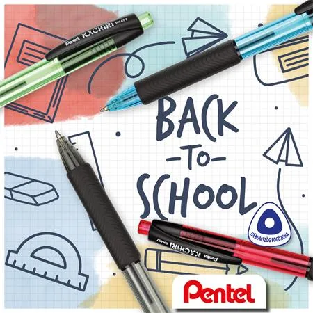 Guľôčkové pero, 0,35 mm, stláčací mechanizmus, PENTEL "Kachiri BK457", červená 2