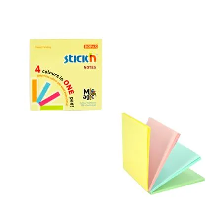 Samolepiaci poznámkový blok, 76x76 mm, 100 listov, STICK N "Magic Pad", pastelové farby 2