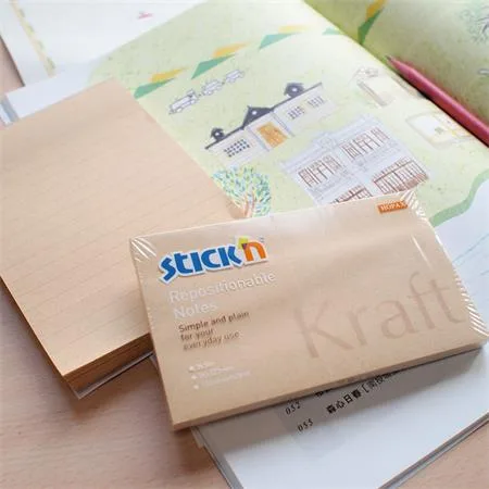 Samolepiaci poznámkový blok, 6x127 mm, 100 listov, STICK N "Kraft Notes", hnedá 5