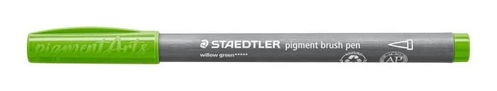 Fixka v tvare štetca, sada, STAEDTLER "Pigment brush 371", 12 rôznych základných farieb 7