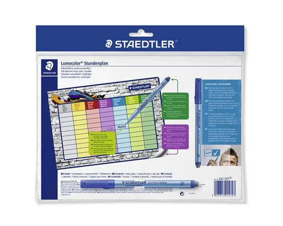 Rozvrh hodín, stierateľný, samolepiaci, STAEDTLER "641 SP2" 2