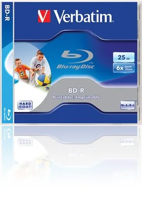 BD-R Blu-Ray disk, potlačiteľný, 25GB, 6x, 1 ks, klasický obal, VERBATIM 2