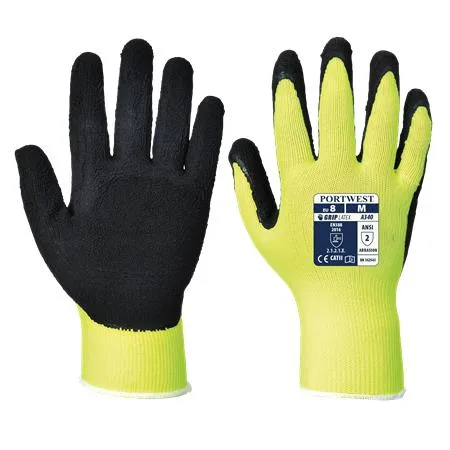 Ochranné rukavice, nylonové, latexová pena, máčaná dlaň, veľ. M, "Hi-Vis Grip", žltá 2