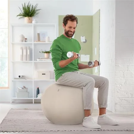 Gymnastická lopta na sedenie, so závažím proti odkotúľaniu, 65 cm, LEITZ "Ergo Active", svetlosivá 8