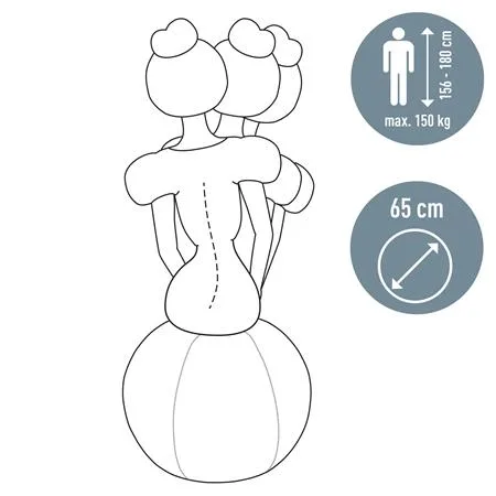 Gymnastická lopta na sedenie, so závažím proti odkotúľaniu, 65 cm, LEITZ "Ergo Active", tmavosivá 5