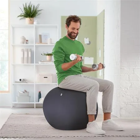 Gymnastická lopta na sedenie, so závažím proti odkotúľaniu, 65 cm, LEITZ "Ergo Active", tmavosivá 8