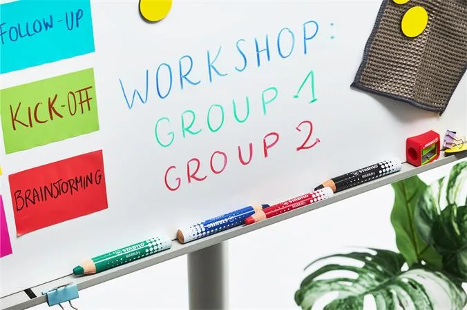 Suchý popisovač na tabuľu a flipchart, kužeľový hrot, STABILO "MARKdry", červená 2