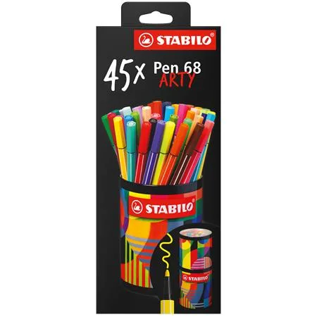 Fixky, sada, valcovitá kovová krabica, 1 mm, STABILO "Pen 68 ARTY", 45 rôznych farieb 5
