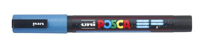 Dekoračný popisovač, 0,9-1,3 mm, UNI "Posca PC-3ML", lesklá modrá 2