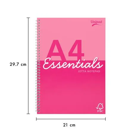 Špirálový zošit, A4, linajkový, 80 listov, PUKKA PAD "Unipad Essentials Jotta", mix 3