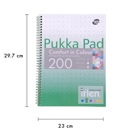Špirálový zošit, A4, linajkový, 100 listov, PUKKA PAD "Irlen Jotta Green" 2