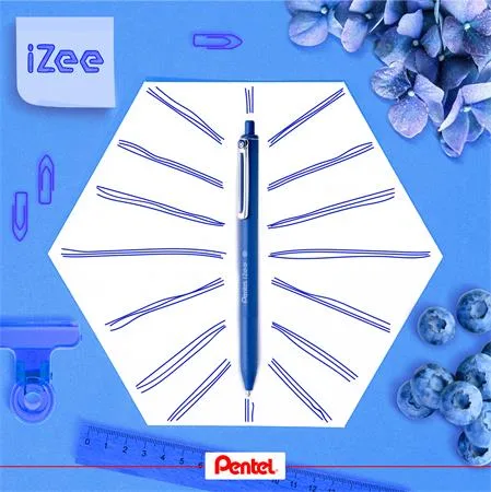 Guľôčkové pero, 0,35 mm, stláčací mechanizmus, PENTEL "iZee", modrá 2