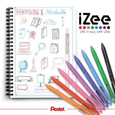 Guľôčkové pero, 0,35 mm, stláčací mechanizmus, PENTEL "iZee", červená 3