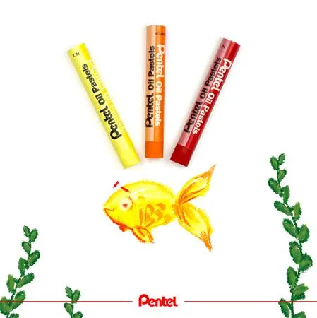 Olejové kriedy, PENTEL, "Arts", 12 rôznych fluo a metalických farieb 3