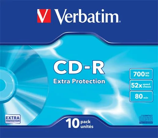 CD-R disk, 700 MB, 52x, 10 ks, tenký obal, VERBATIM "DataLife" 2