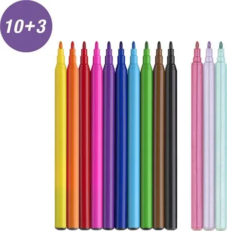 Fixky, sada, FABER-CASTELL "Jednorožec" 10 rôznych farieb + 3 trblietavé 3