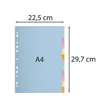 Register, kartónový, A4, 12 dielny, EXACOMPTA, pastelové farby 3