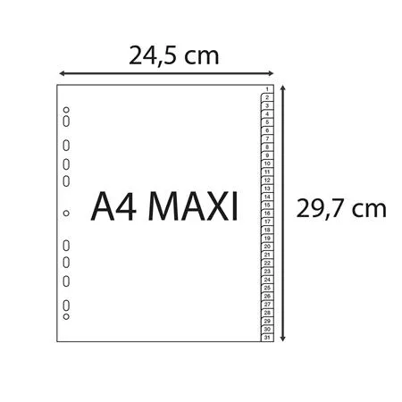 Register, plastový, A4+, 1-31, EXACOMPTA, sivý 4