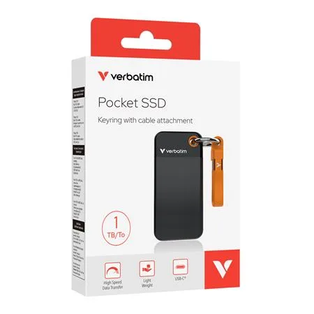 SSD (externá pamäť), 1TB, USB 3.2 Gen2, VERBATIM "Pocket SSD", čierna/oranžová 5