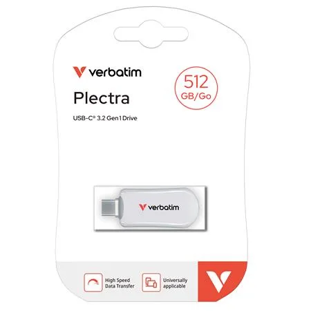 USB kľúč, 512GB, USB-C 3.2 Gen1, VERBATIM "Plectra", biely 4
