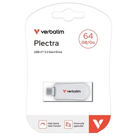 USB kľúč, 64GB, USB-C 3.2 Gen1, VERBATIM "Plectra", biely 4
