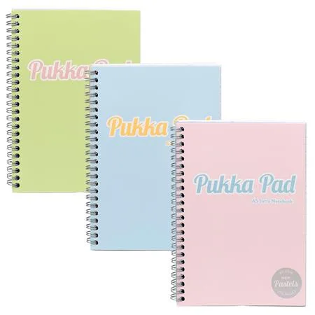 Špirálový zošit, A5, linajkový, 200 listov, PUKKA PAD "Pastel Jotta Pad", mix farieb 7