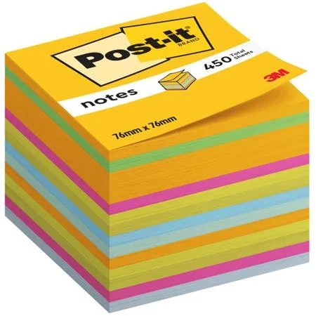 Samolepiaci bloček, 76x76 mm, 450 listov, 3M POSTIT, mix farieb 2