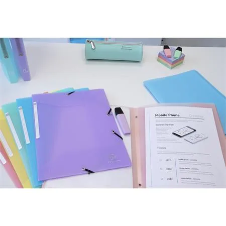 Doska s gumičkou, PP, A4, EXACOMPTA "Chromaline Pastel", koralová 4