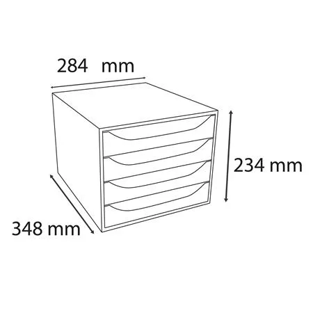 Úložný box na dokumenty, plastový, 4-zásuvkový, EXACOMPTA "Ecobox Office", sivý-priehľadný 6