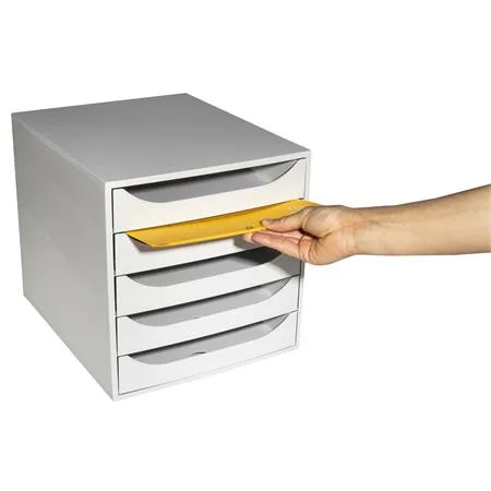 Úložný box na dokumenty, plastový, 5-zásuvkový, EXACOMPTA "Ecobox Office", sivý 3