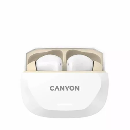Slúchadlá, TWS bezdrôtové, Bluetooth 5.4, CANYON „Hexagon 7“, bielo-béžové 2