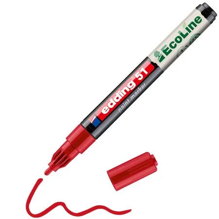 Lakový popisovač, 1–2 mm, EDDING „51“, červený 3