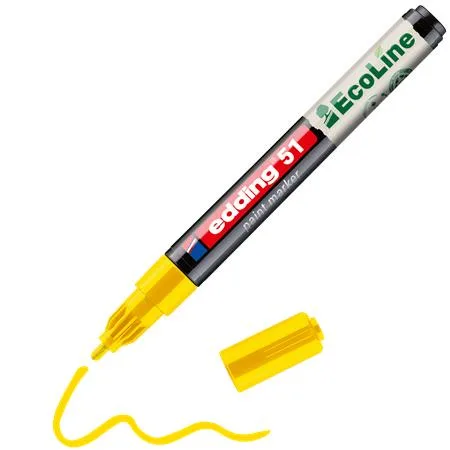 Lakový popisovač, 1–2 mm, EDDING „51“, žltý 3