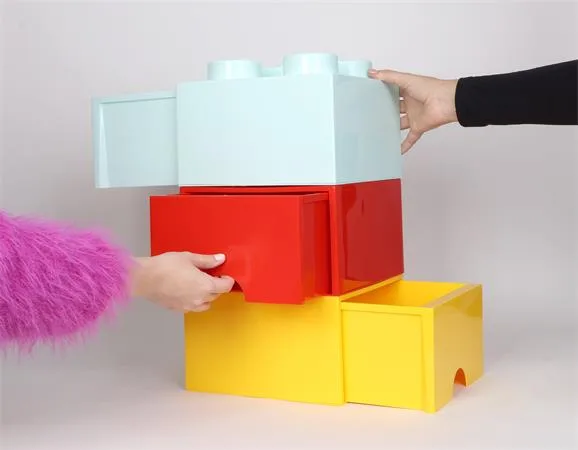 Úložný box, zásuvkový, LEGO "Brick", aqua modrý 9