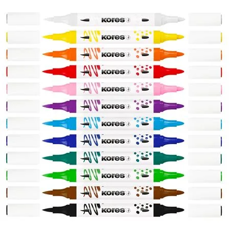 Dekoračný popisovač, sada, akrylový, 1-2 mm, obojstranný, KORES " K-Kreative", 12 rôznych 3
