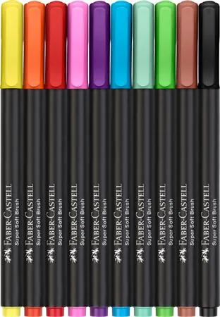 Fixky v rvare štetca, sada, FABER-CASTELL "Black Edition" 10 rôznych farieb 2