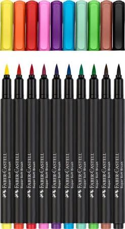 Fixky v rvare štetca, sada, FABER-CASTELL "Black Edition" 10 rôznych farieb 3