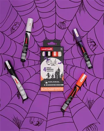 Kriedový popisovač, sada, 1,8-2,5 mm, UNI "PWE-5M","Halloween", 4 rôzne farby 2