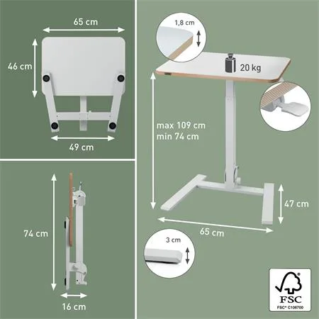 Výškovo nastaviteľný skladací ergonomický stôl, LEITZ "Ergo" 8