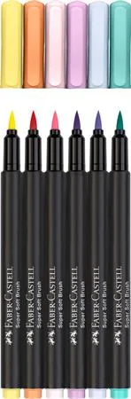 Fixky štetcové, FABER-CASTELL "Black Edition", 6 rôznych pastelových farieb 2