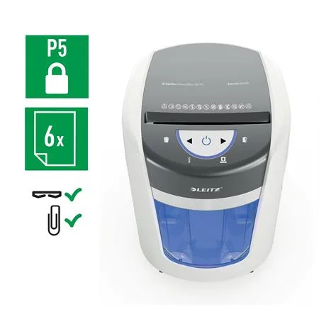 Skartovací stroj, mikrokonfety, 6 listov, LEITZ "IQ OptiMax Home Office 225 P5" 5