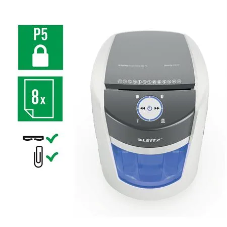 Skartovací stroj, mikrokonfety, 8 listov, LEITZ "IQ OptiMax Small Office 350 P5" 4