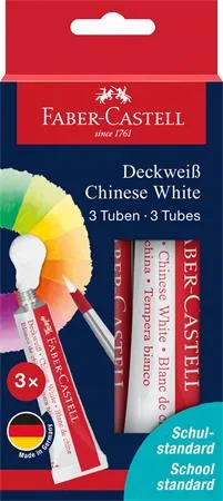 Tempera, sada, v tube, 3x7,5 ml, FABER-CASTELL, biela 2